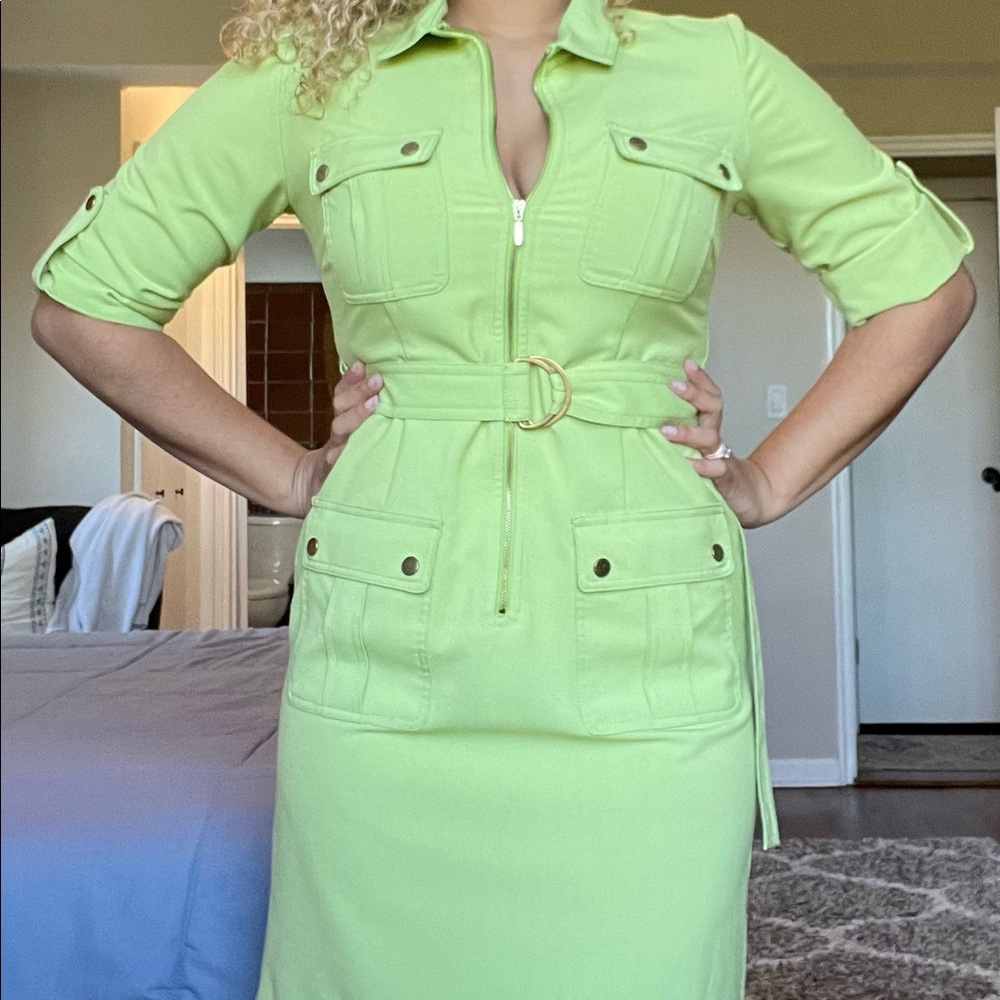 Sharagano Women's Short Sleeve Shirt Dress with Front Pockets